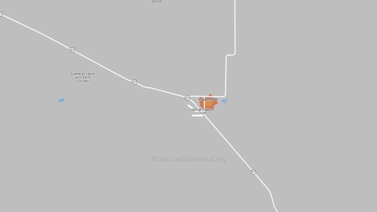 Bike Grade map of Stanford, MT