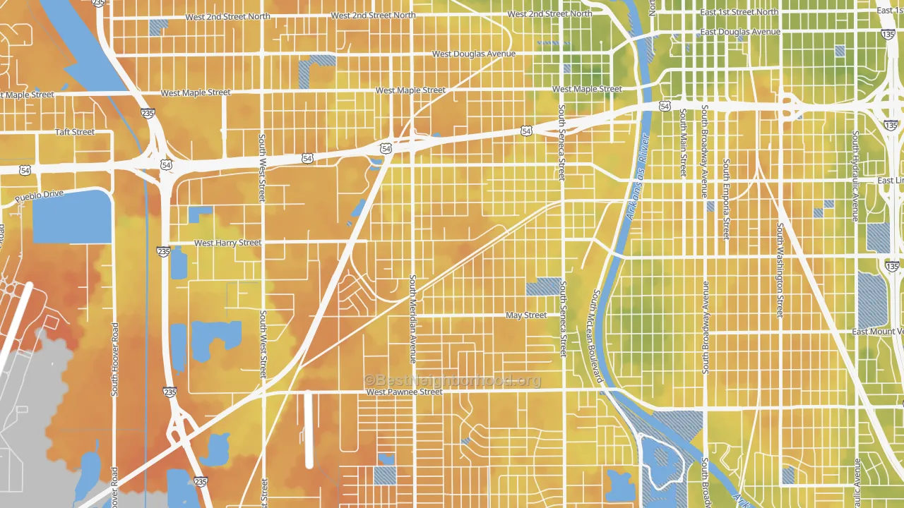 Bike Grade map of Stanley-Aley, Wichita, KS