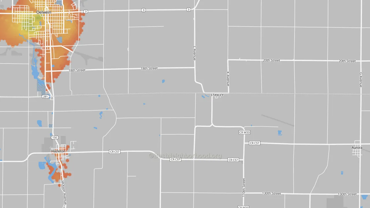 Bike Grade map of Stanley, IA