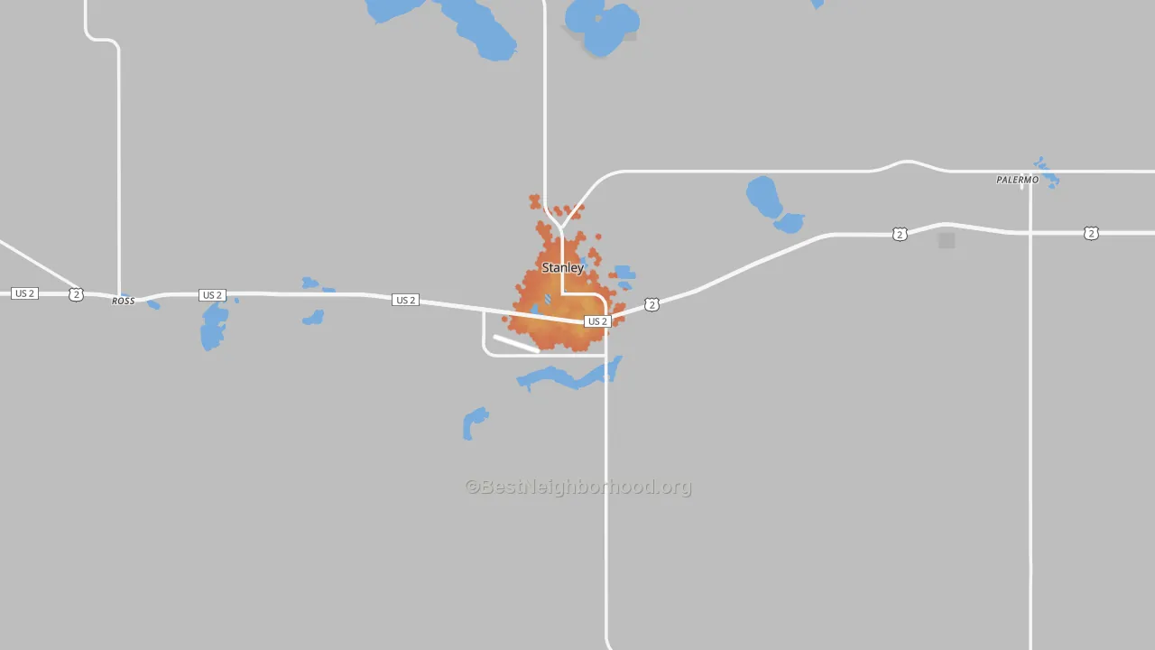 Bike Grade map of Stanley, ND