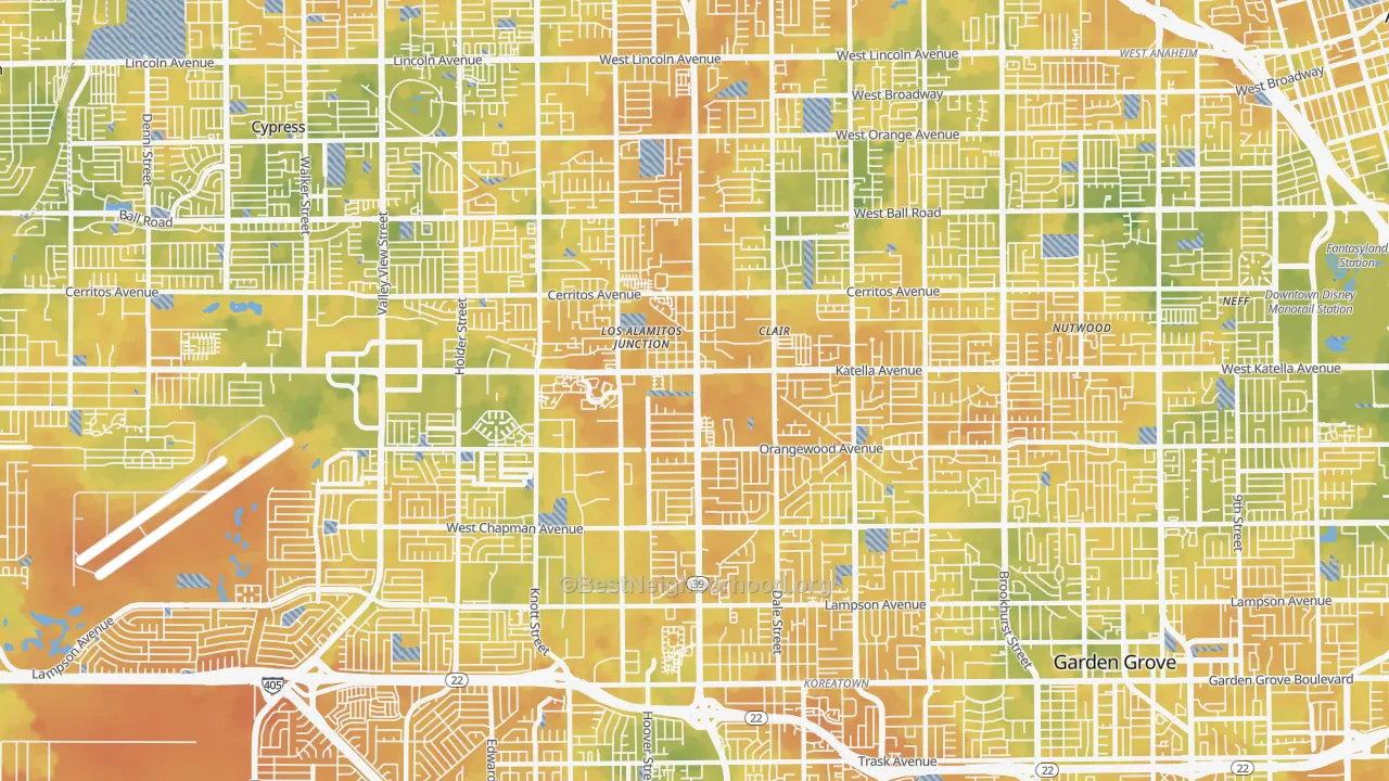 Bike Grade map of Stanton, CA