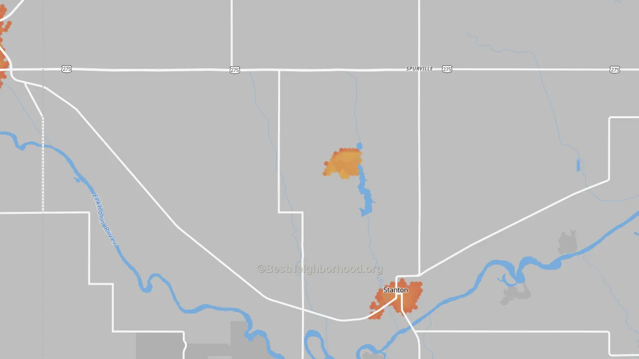 Bike Grade map of Stanton County, NE