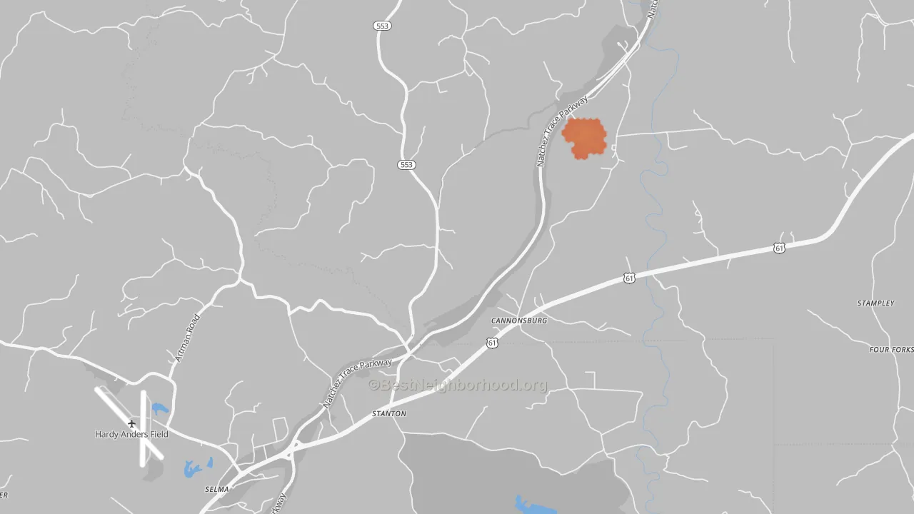 Bike Grade map of Stanton, MS