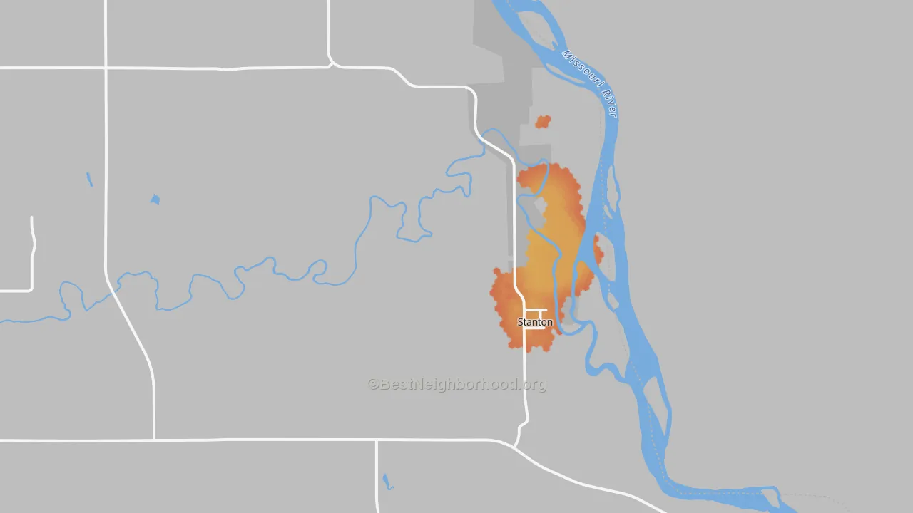 Bike Grade map of Stanton, ND