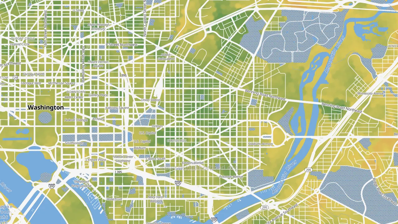 Bike Grade map of Stanton Park, Washington, DC
