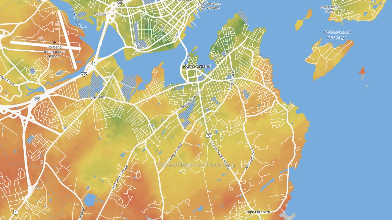 Bike Grade map of Stanwood Park, South Portland, ME