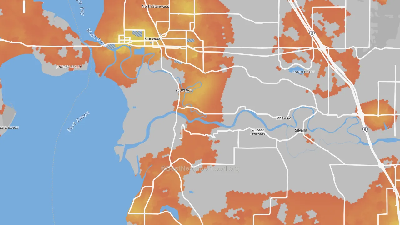 Bike Grade map of Stanwood, WA