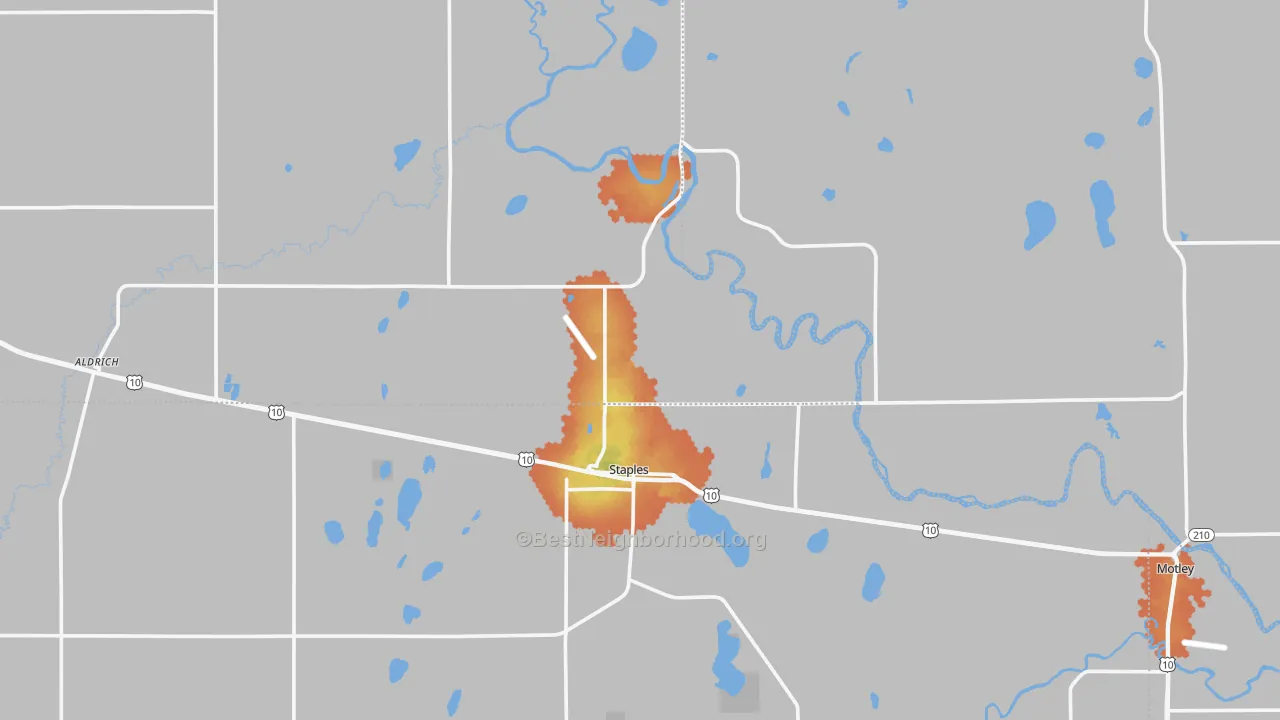 Bike Grade map of Staples, MN