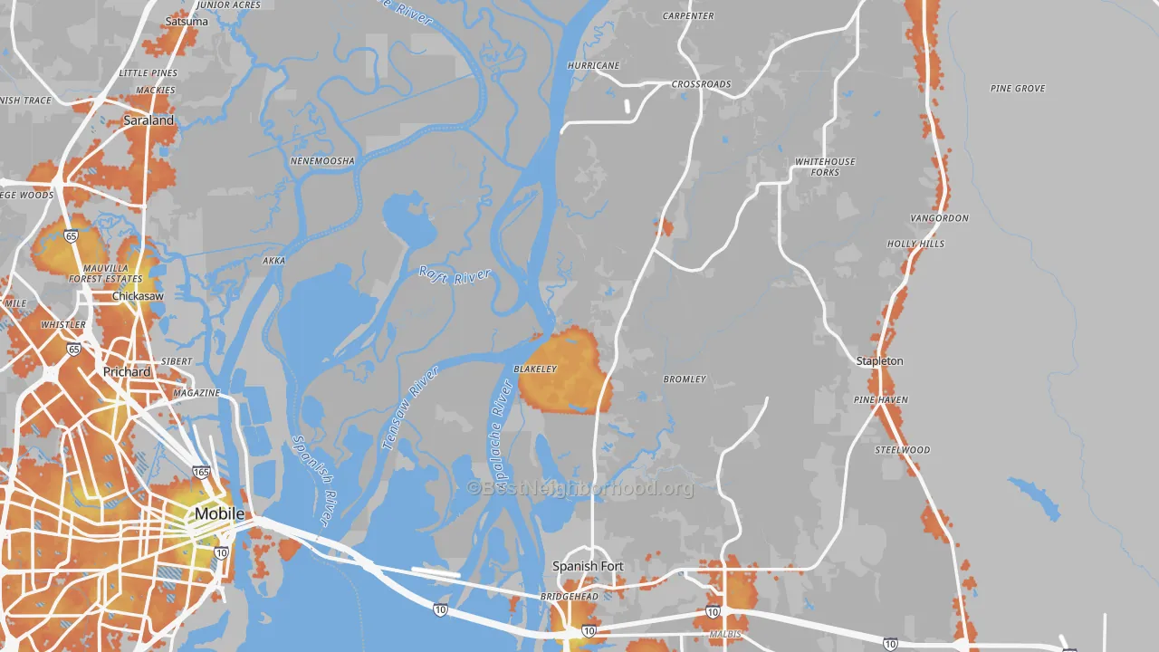 Bike Grade map of Stapleton, AL