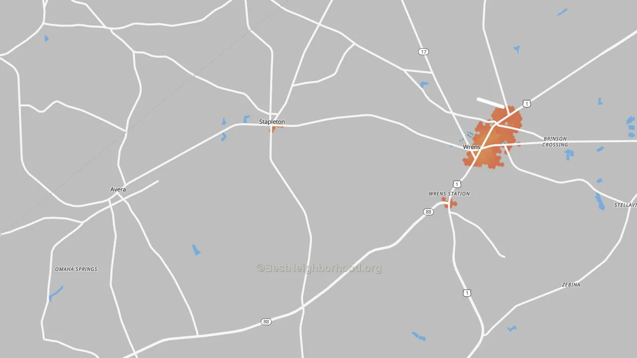 Bike Grade map of Stapleton, GA