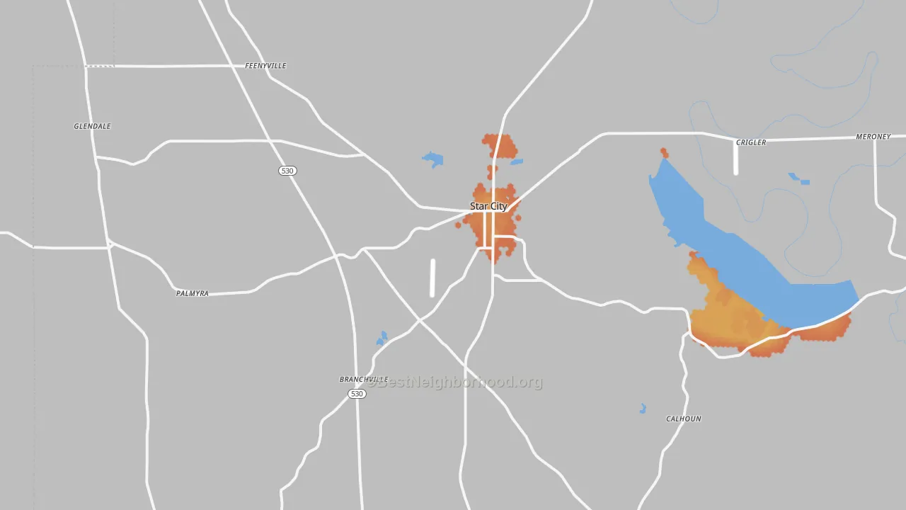 Bike Grade map of Star City, AR