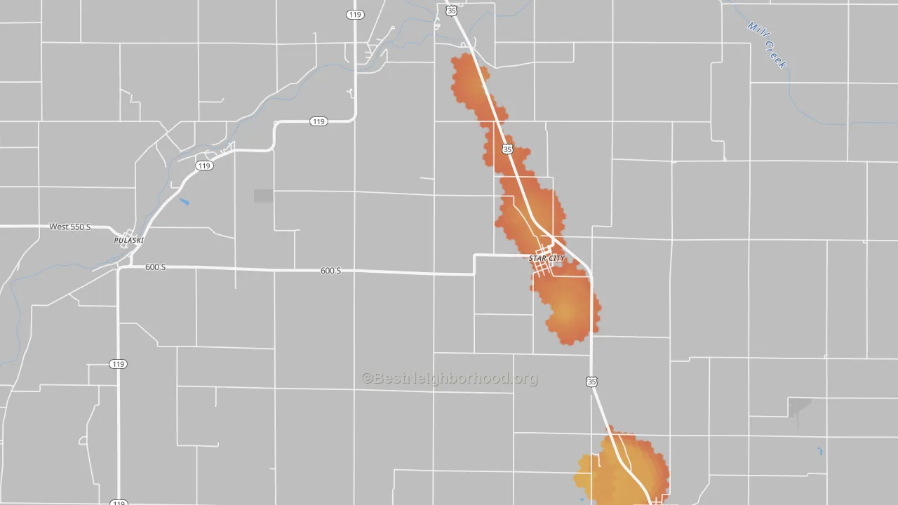 Bike Grade map of Star City, IN