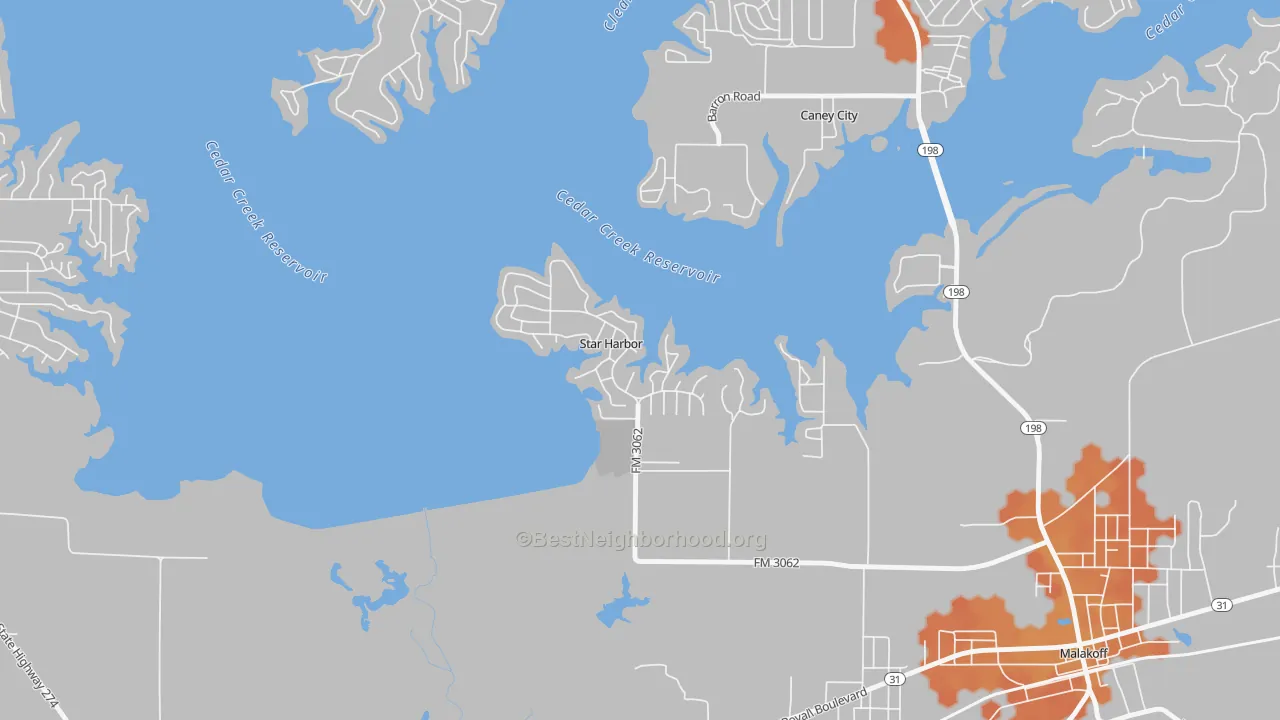 Bike Grade map of Star Harbor, TX