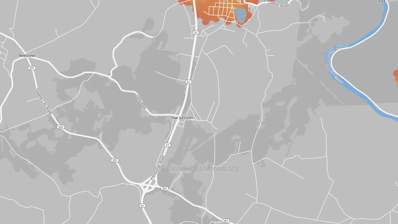 Bike Grade map of Star Junction, PA
