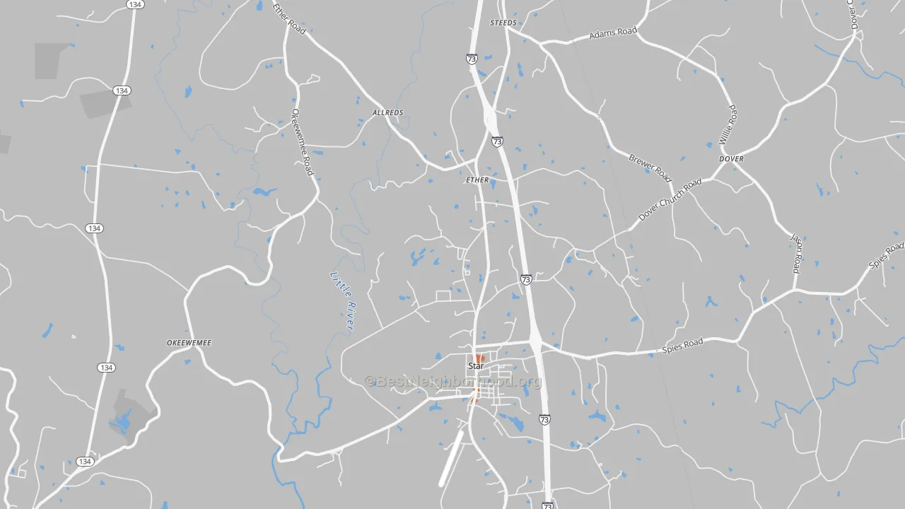 Bike Grade map of Star, NC