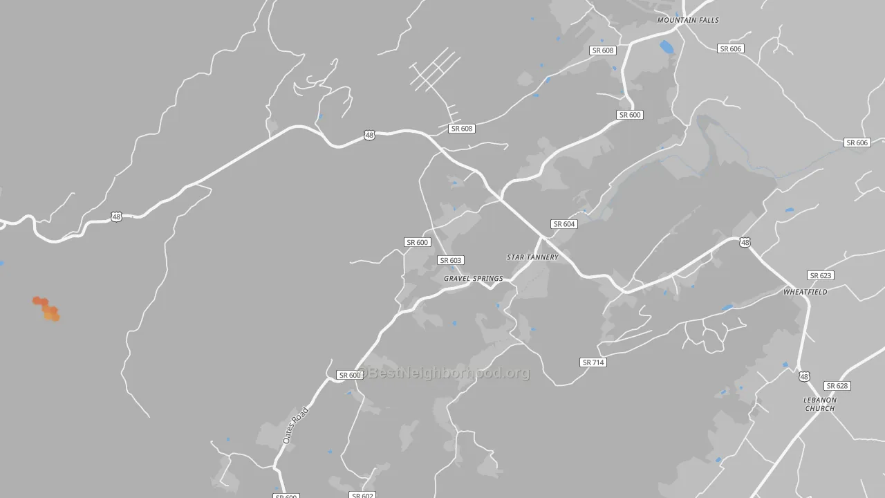 Bike Grade map of Star Tannery, VA