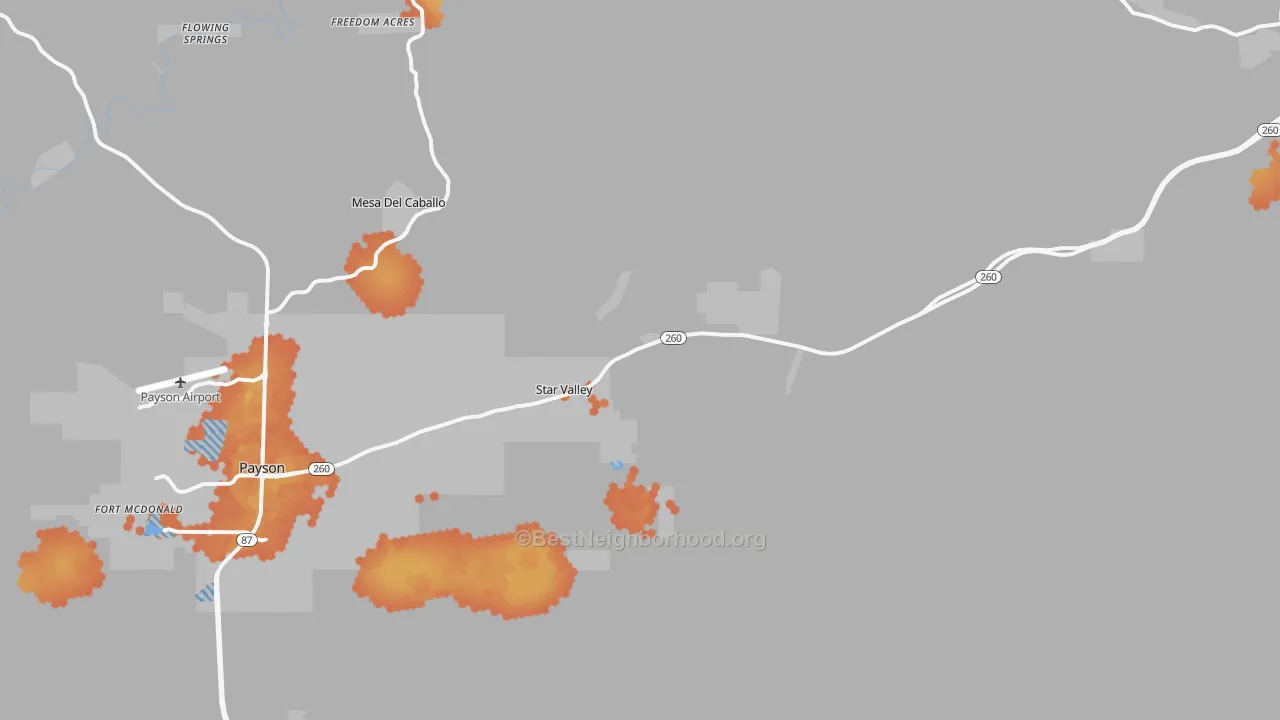 Bike Grade map of Star Valley, AZ