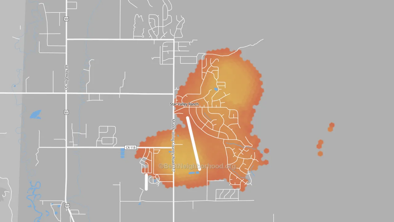 Bike Grade map of Star Valley Ranch, WY