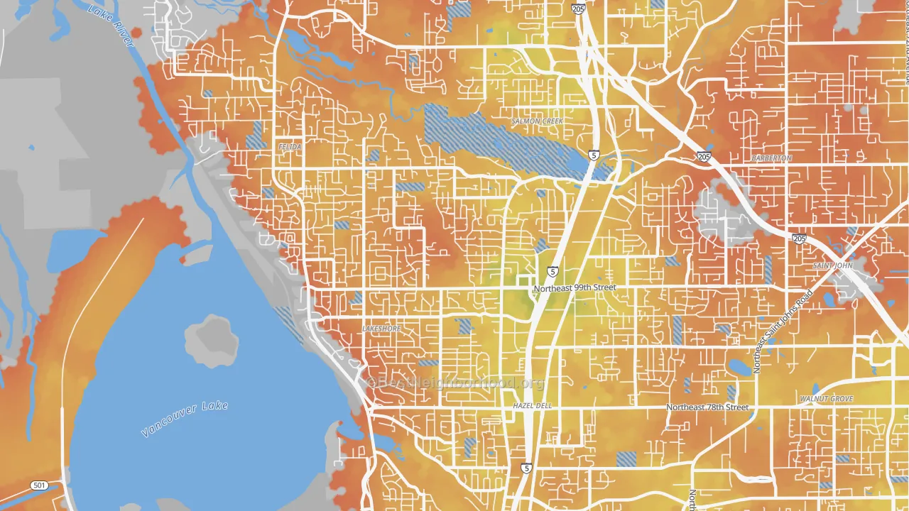 Bike Grade map of Starcrest, Salmon Creek, WA