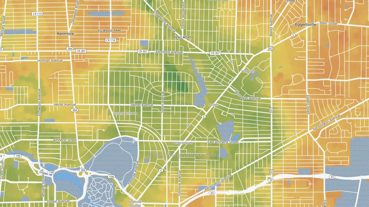 Bike Grade map of Starin Central, Buffalo, NY