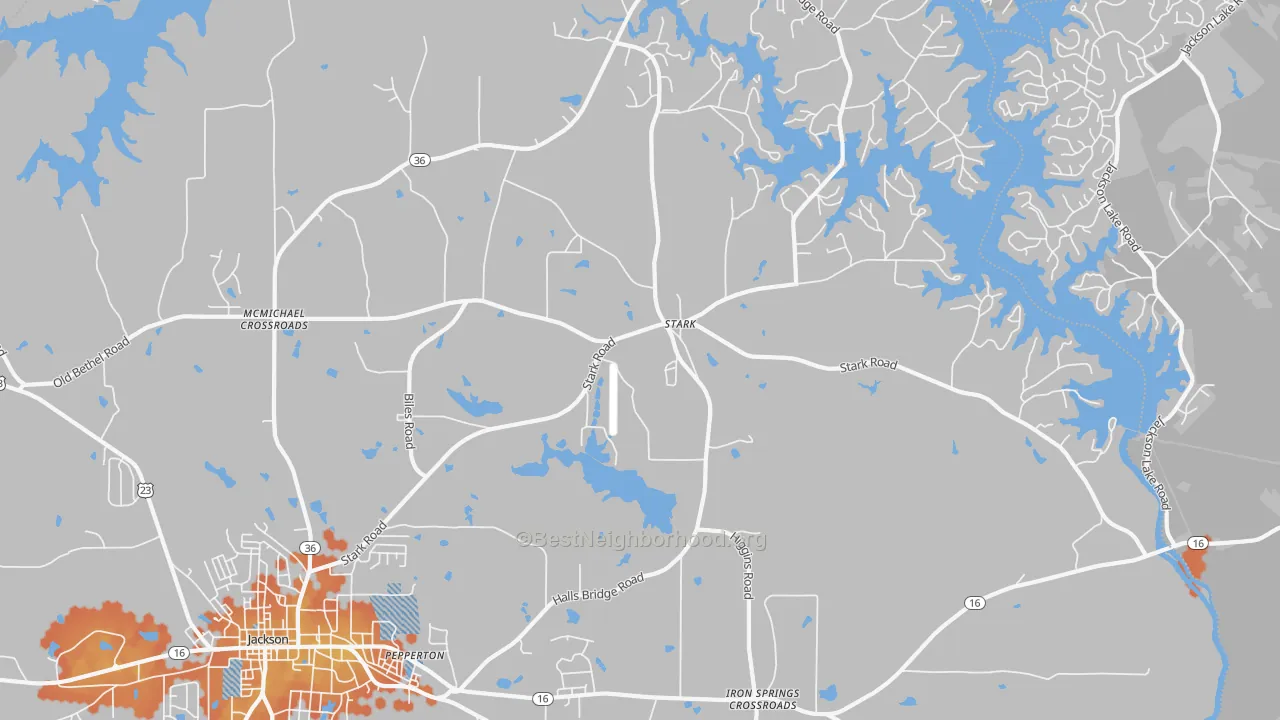 Bike Grade map of Stark, GA