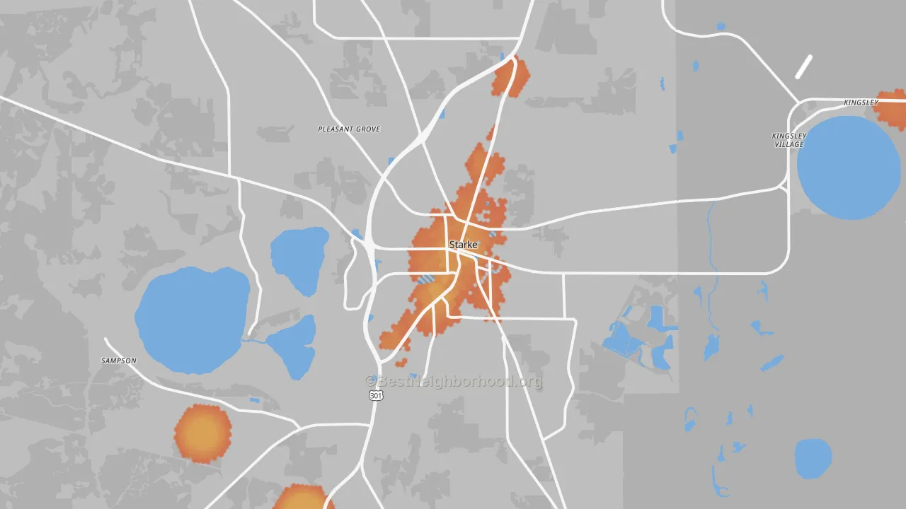 Bike Grade map of Starke, FL