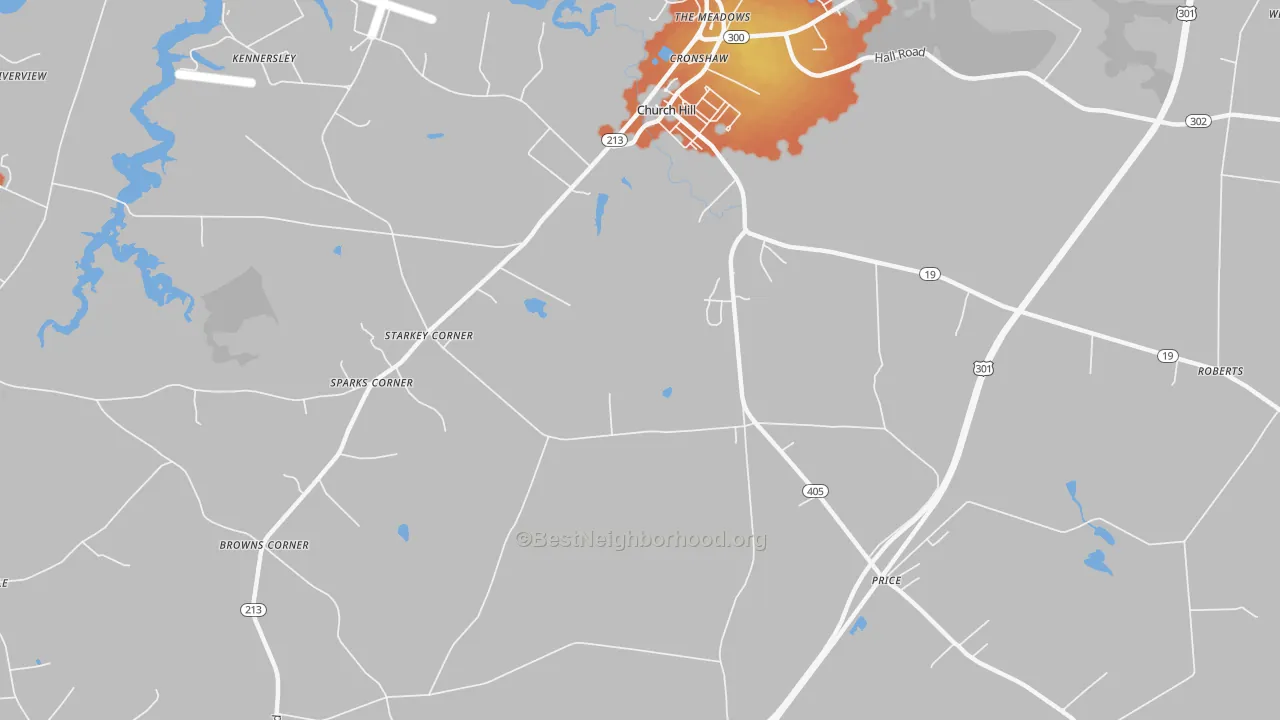 Bike Grade map of Starkey Corner, MD