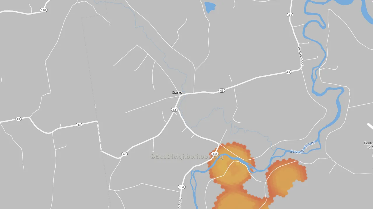 Bike Grade map of Starks, ME