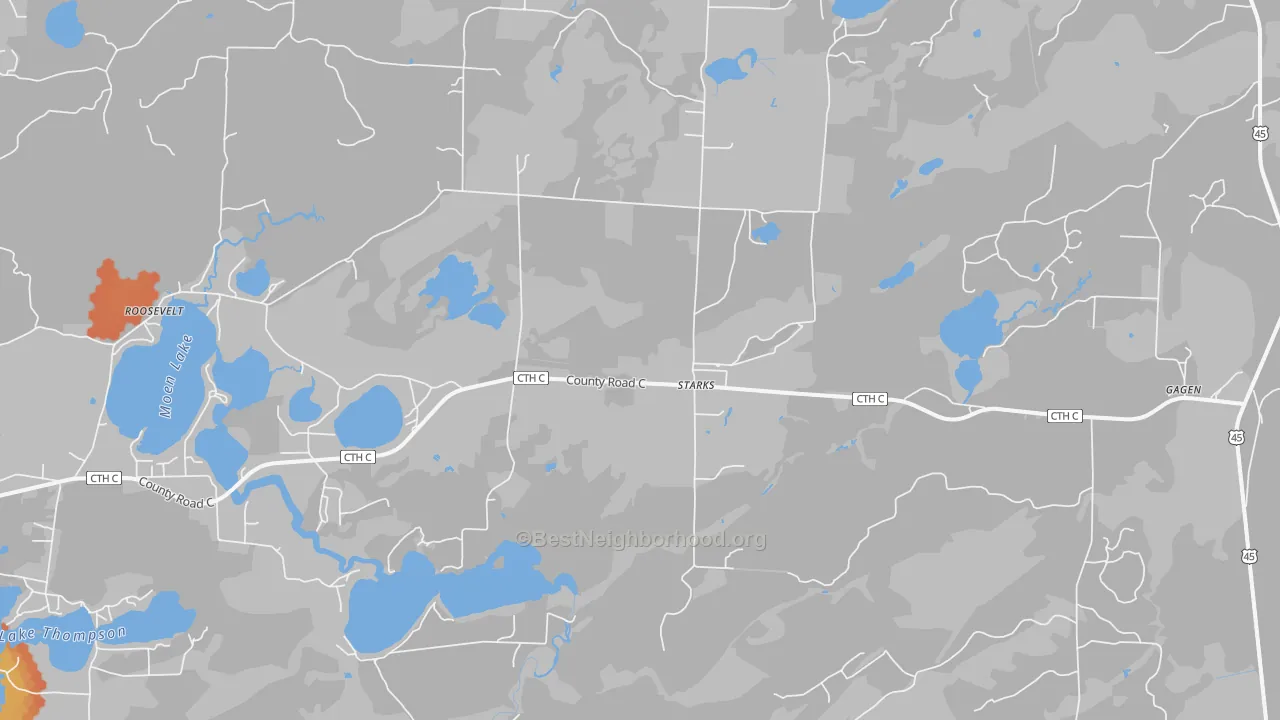 Bike Grade map of Starks, WI