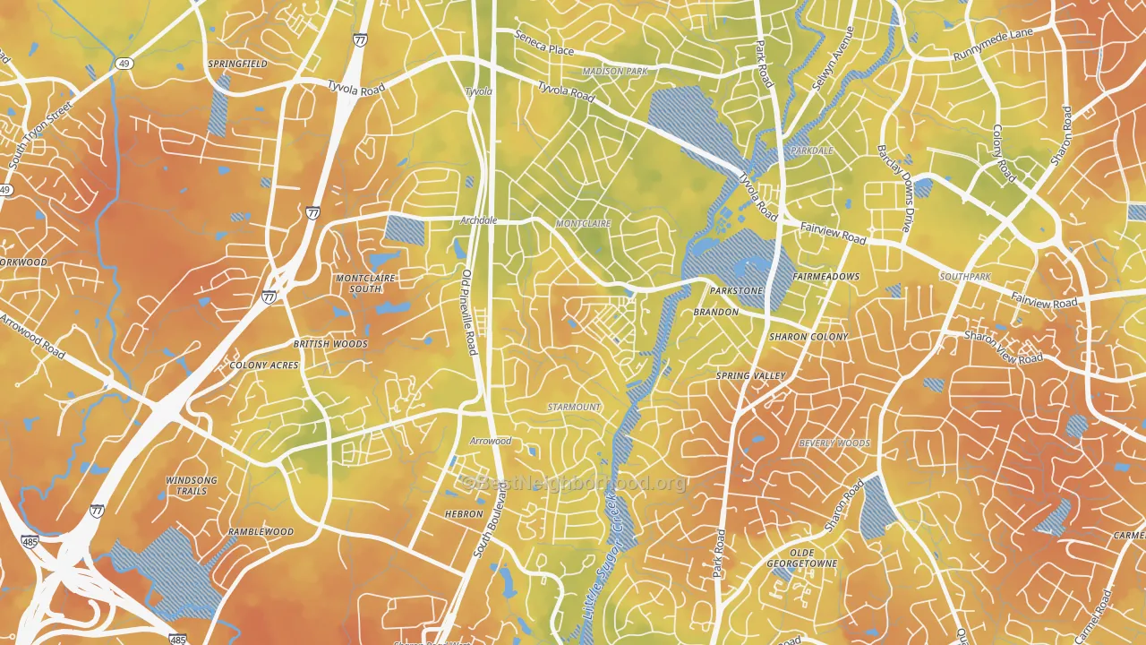Bike Grade map of Starmount, Charlotte, NC