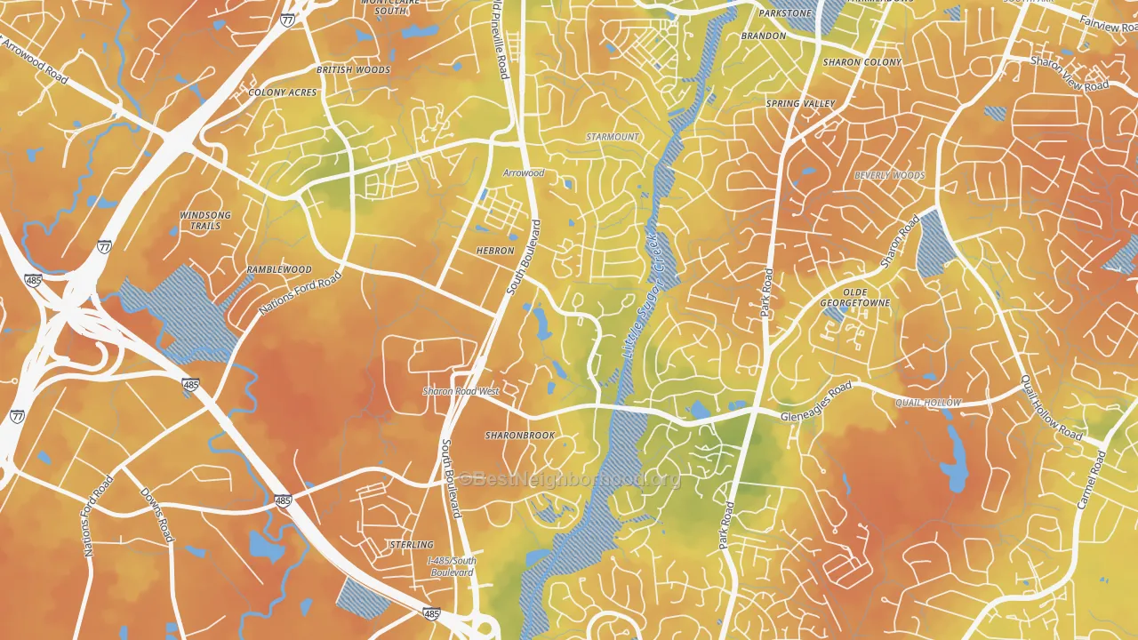 Bike Grade map of Starmount Forest-Charlotte, Charlotte, NC