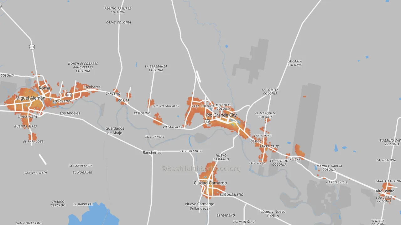 Bike Grade map of Starr County, TX