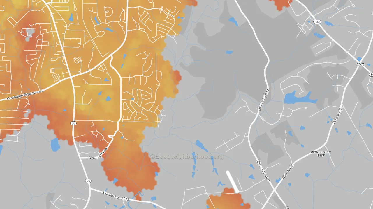 Bike Grade map of Starrsville, GA