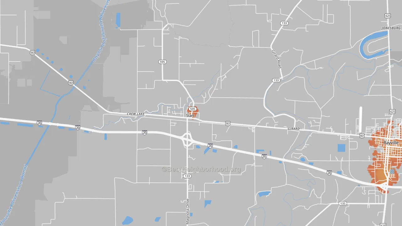 Bike Grade map of Start, LA