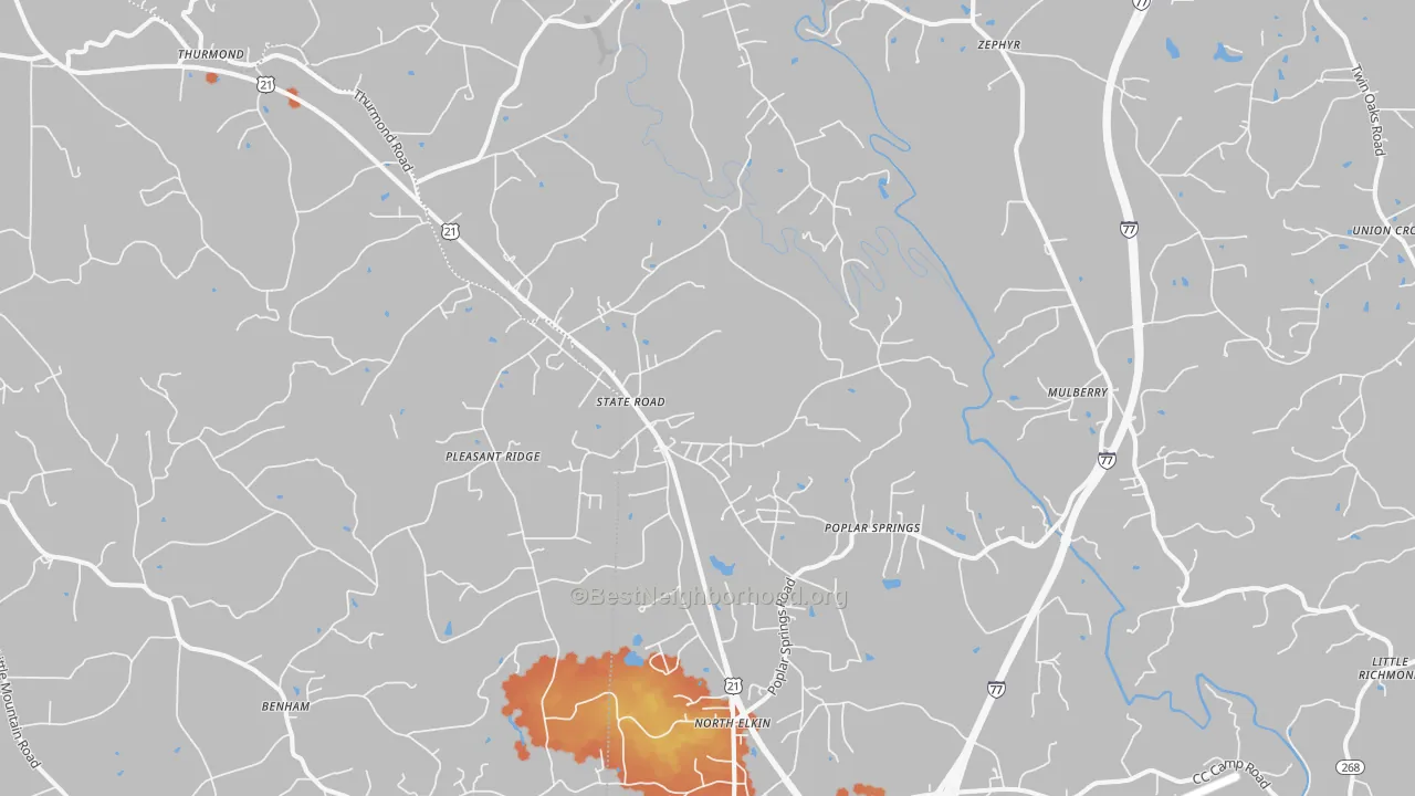Bike Grade map of State Road, NC