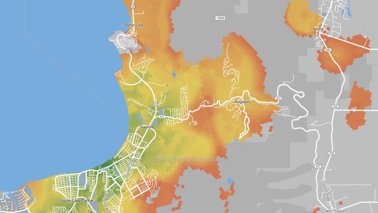 Bike Grade map of Stateline, NV