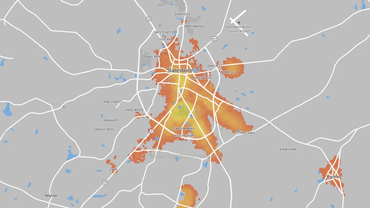 Bike Grade map of Statesboro, GA