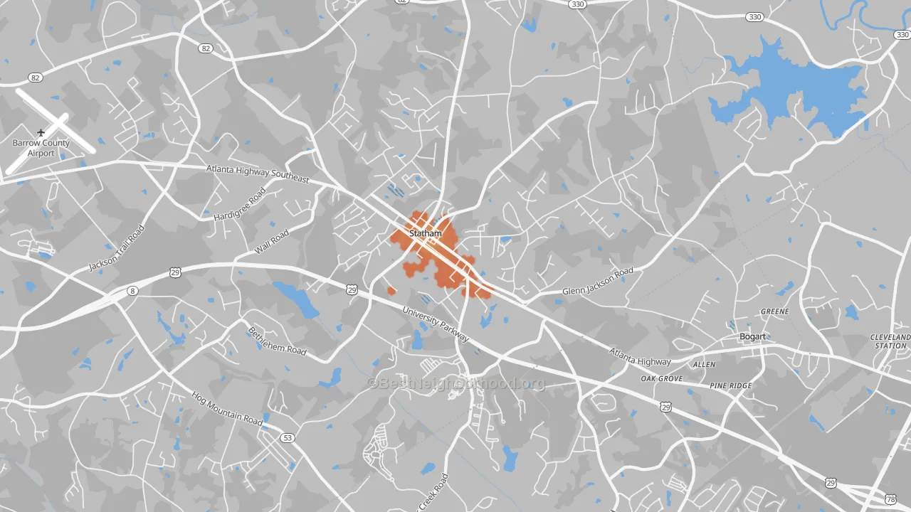 Bike Grade map of Statham, GA
