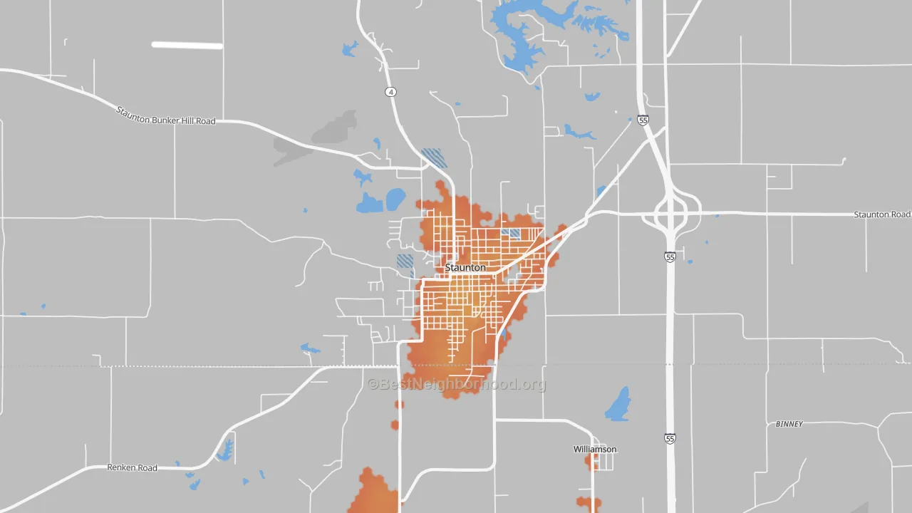Bike Grade map of Staunton, IL