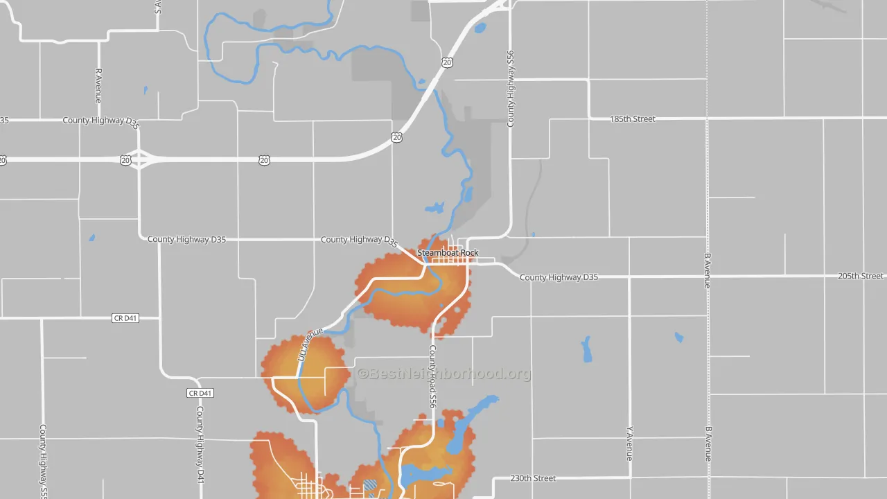 Bike Grade map of Steamboat Rock, IA