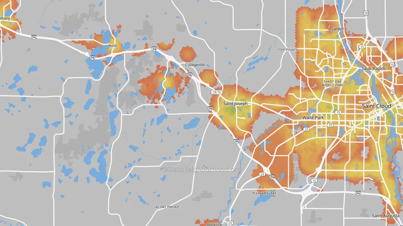 Bike Grade map of Stearns County, MN
