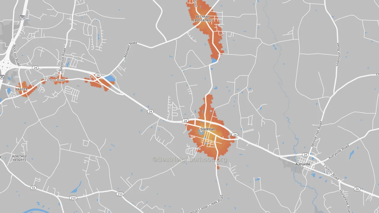 Bike Grade map of Stedman, NC