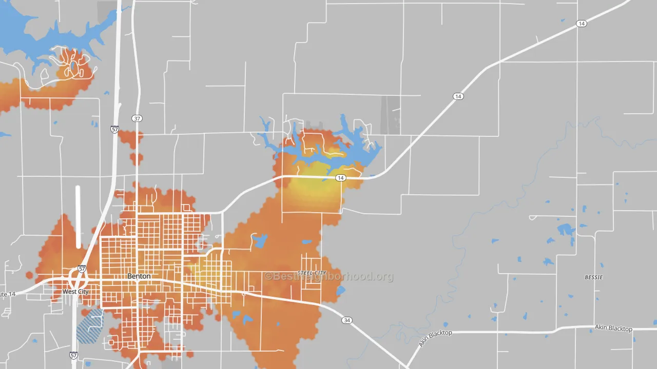 Bike Grade map of Steel City, IL