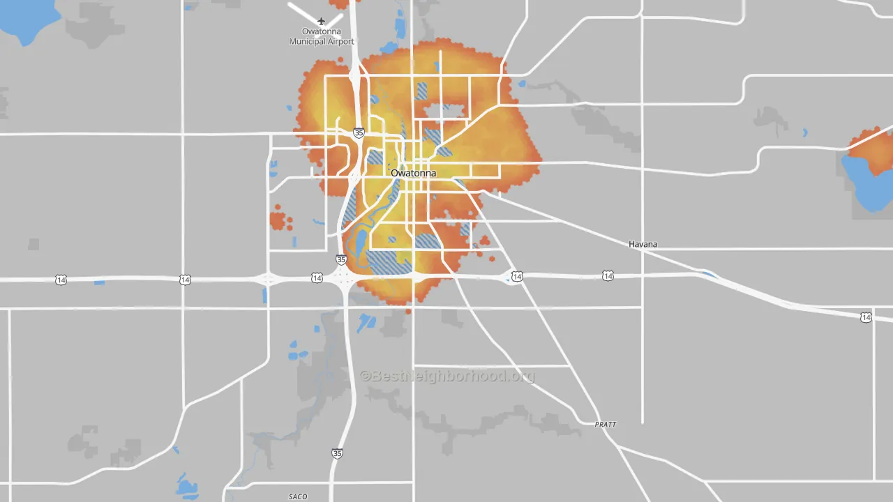 Bike Grade map of Steele County, MN