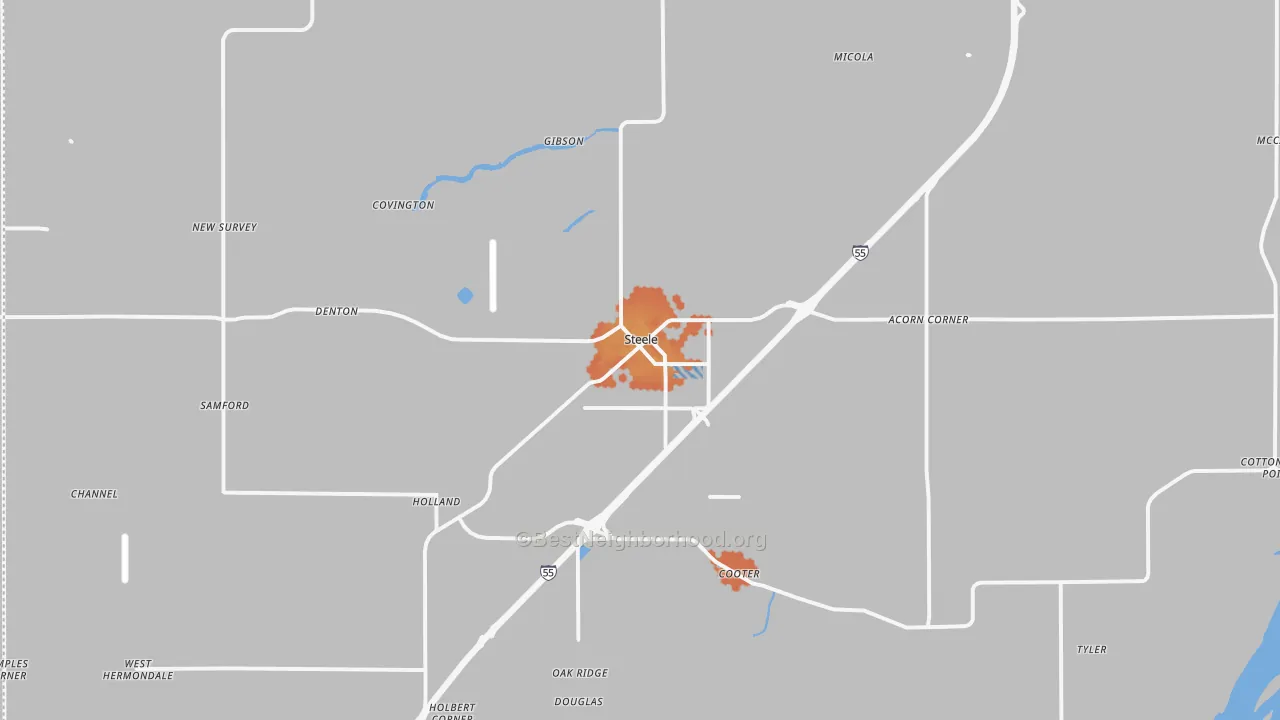 Bike Grade map of Steele, MO