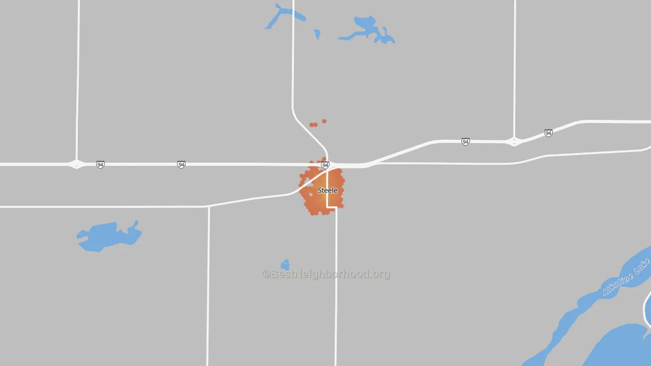 Bike Grade map of Steele, ND