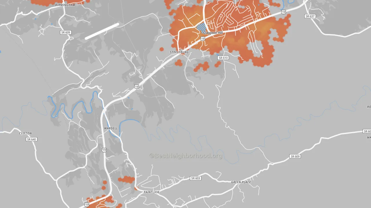 Bike Grade map of Steeleburg, VA
