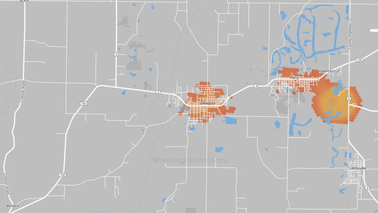 Bike Grade map of Steeleville, IL