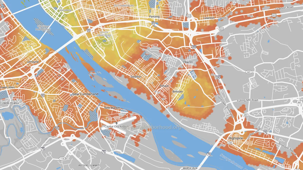Bike Grade map of Steelton, PA
