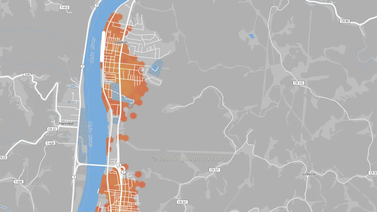 Bike Grade map of Steelton, WV